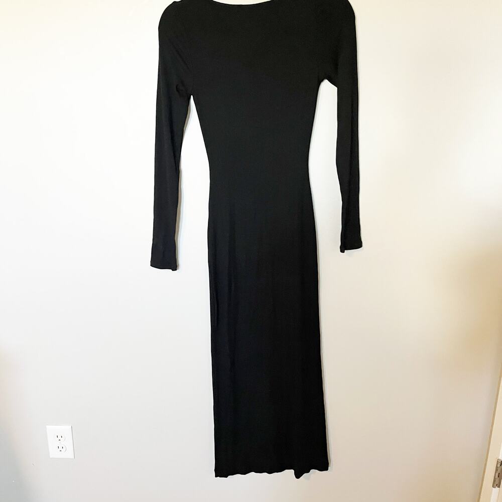 SKIMS Soft Lounge Long Sleeve Dress Onyx black bodycon maxi size small - Picture 4 of 9